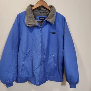 Vintage Lands End Mens Zip Fleece Lined‎ Bomber Jacket Blue Gray Size M 38-40